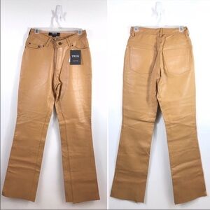 NWT Trek NY Tan Italian Lamb Genuine Leather Pants Jeans Classic 5-Pockets Sz 6